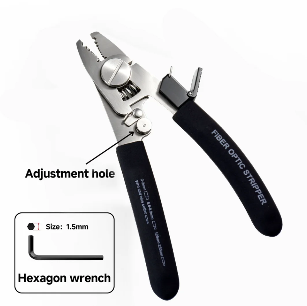 VAEYI  Multifunctional Pliers 2 in 1 Fiber Stripper & Cleaning Wipe Strip Fiber Drop Cable 430 Stainless Steel Widened body