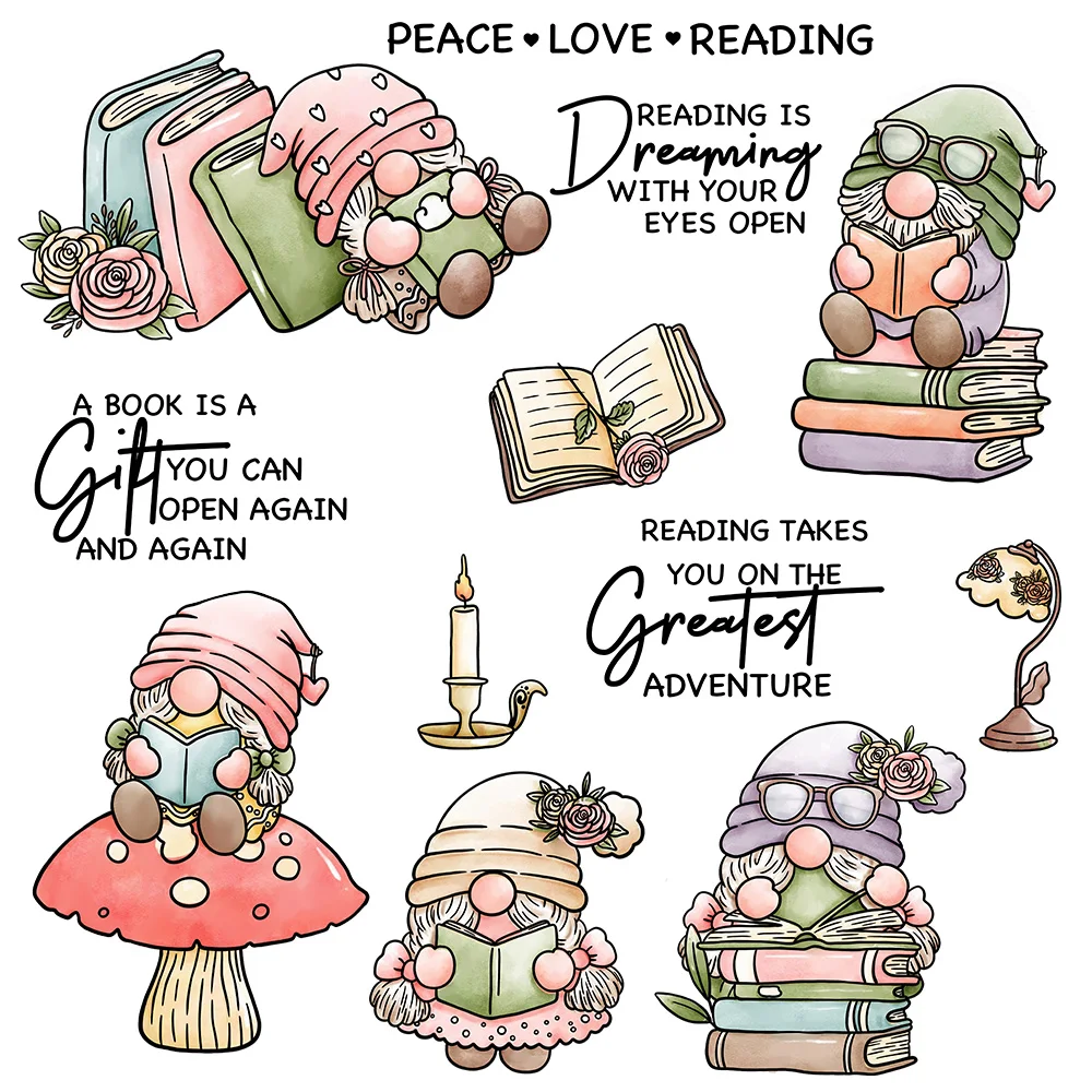 Mangocraft Cute Reading Books Gnome Metal Cutting Dies Clear