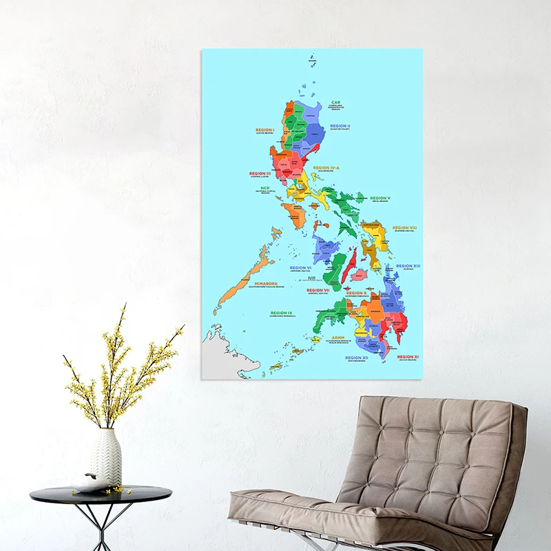 100*150cm mapa filipiny ścienna mapa administracyjna w języku angielskim plakat artystyczny włóknina płótno malarstwo salon Home Decor