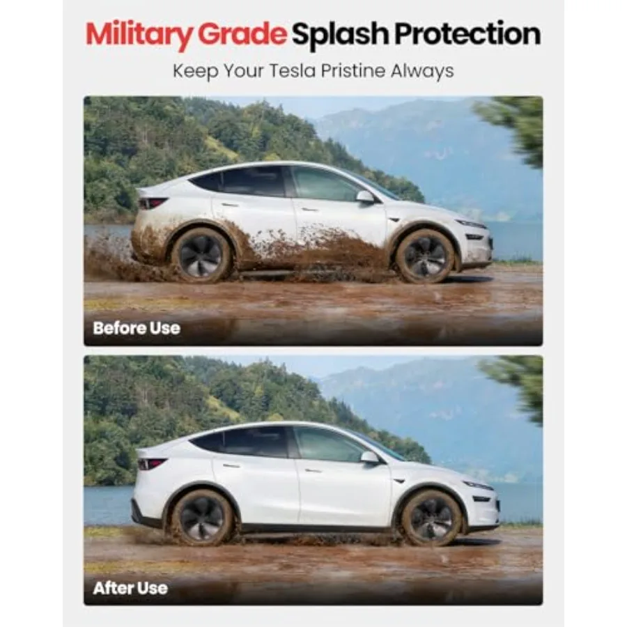 2026 New Model Y Juniper Accories - Mud Flaps [Protect Paint, No Drilling Required] All-Weather Splash Guard Bod Kits for, Blac