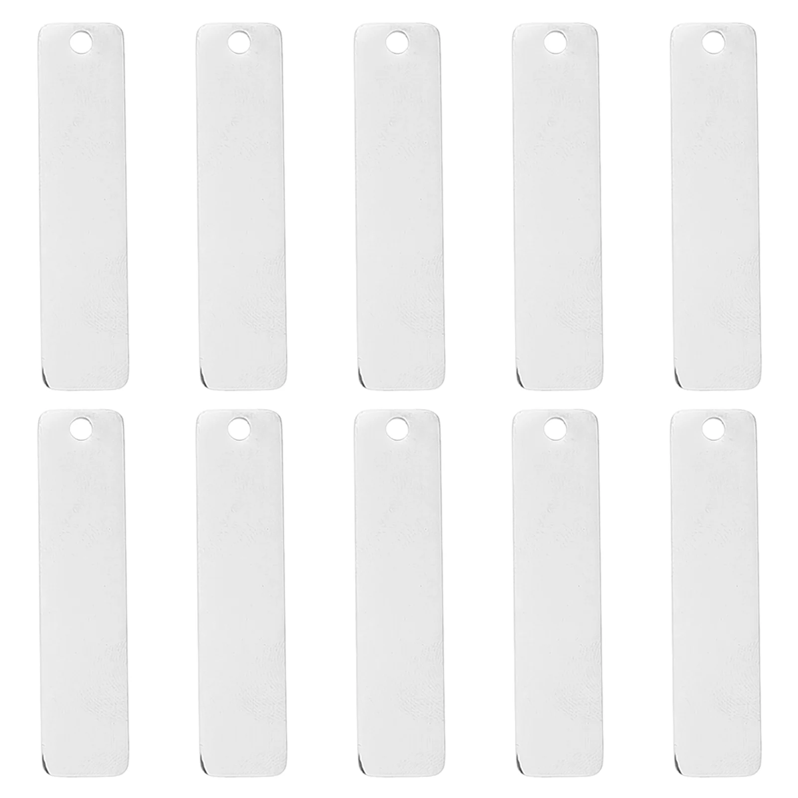 10 Pcs Long Pendant Key Charms Engravable Metal Keychains Stamping Blanks Tag Rectangle Labels