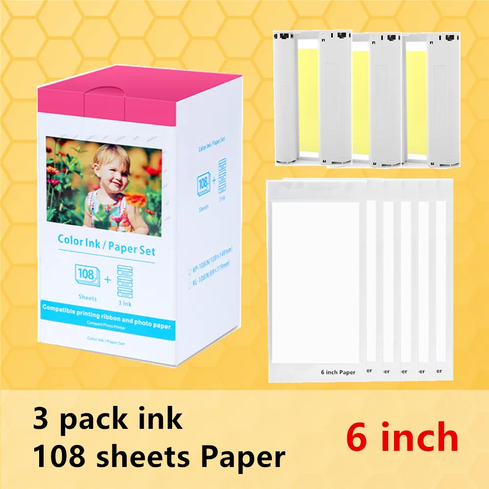 New RP-108 RP108 Ink Case For Canon Selphy Photo Printer CP1500 CP1300 CP1200 CP1000 CP910 CP900 KP-108IN 6 Inch 100*148mm