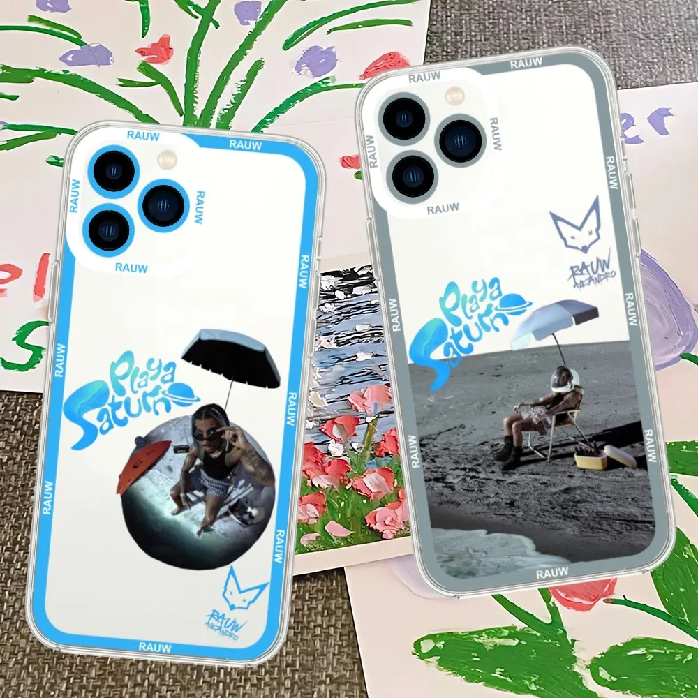 Singer Rauw Alejandro Playa Saturno Phone Case For iPhone 13 14 Mini 11 12 Pro Max Transparent Shell