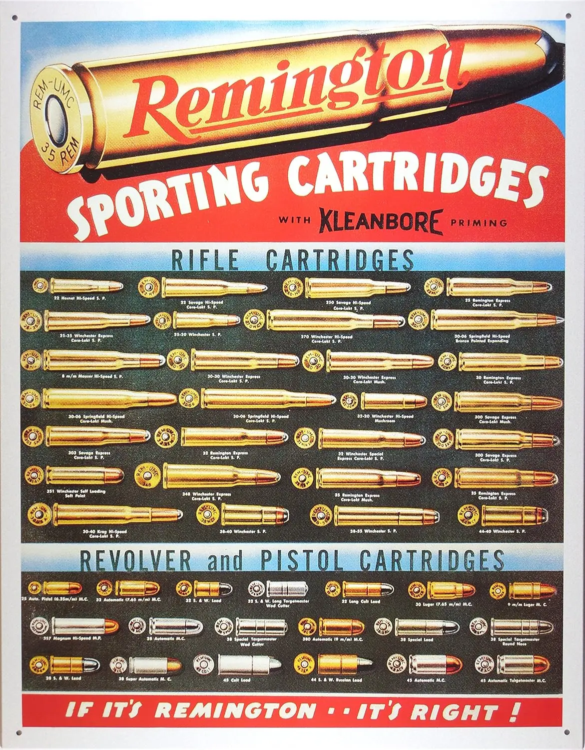 Tin Signs Remington Sign, Sporting Cartridges 1001