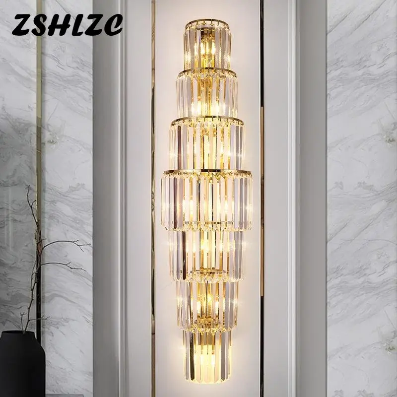 

2023 Luxury Crystal Wall Light For Home Living Room Bedroom Hall Hallway Loft Hotel Modern Indoor Decor LED Wall Sconce Fixtures