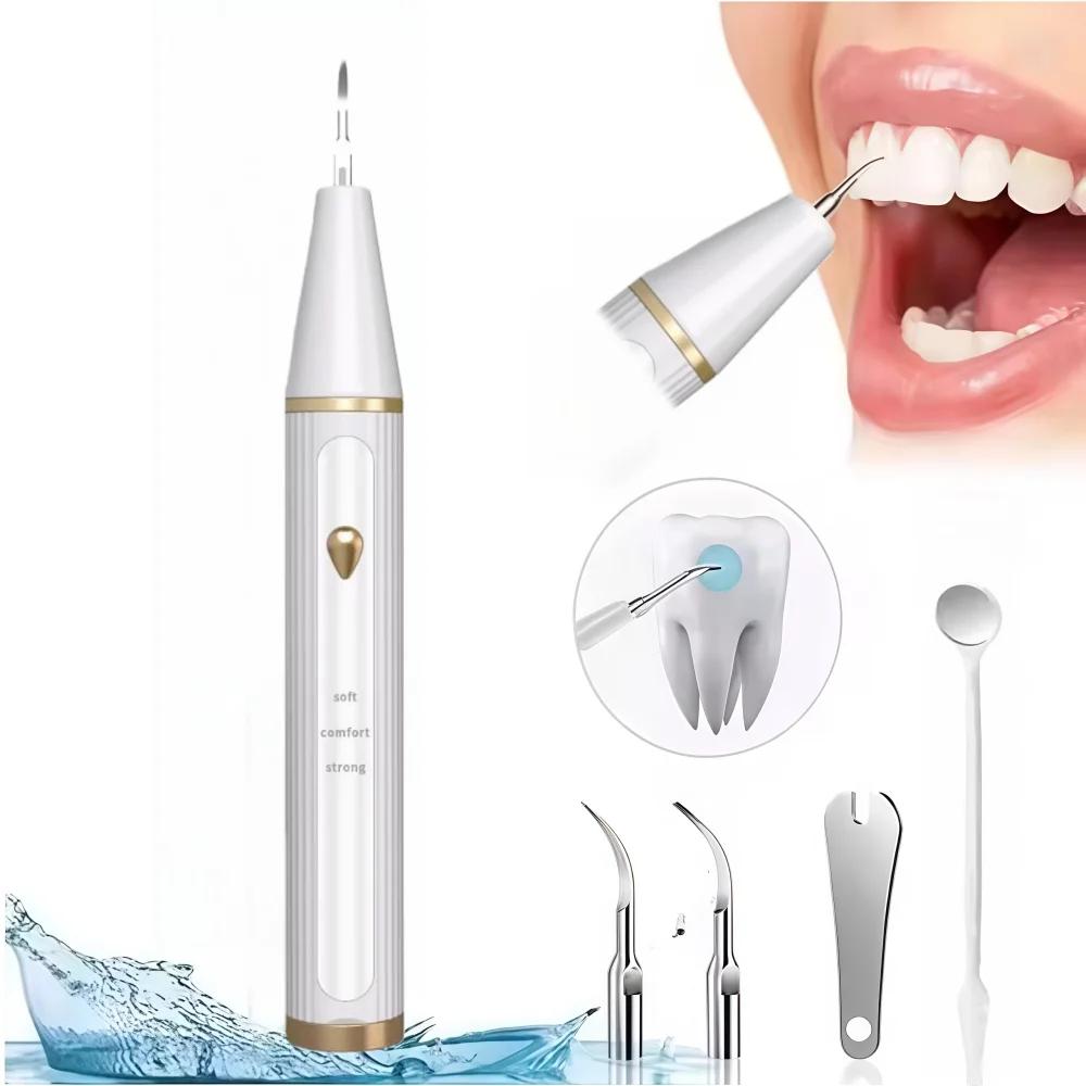 

Electric Ultrasonic Dental Scaler Teeth Tartar Remover - Tooth Plaque & Calculus Cleaner for Oral Care Dental Stone Removal Tool