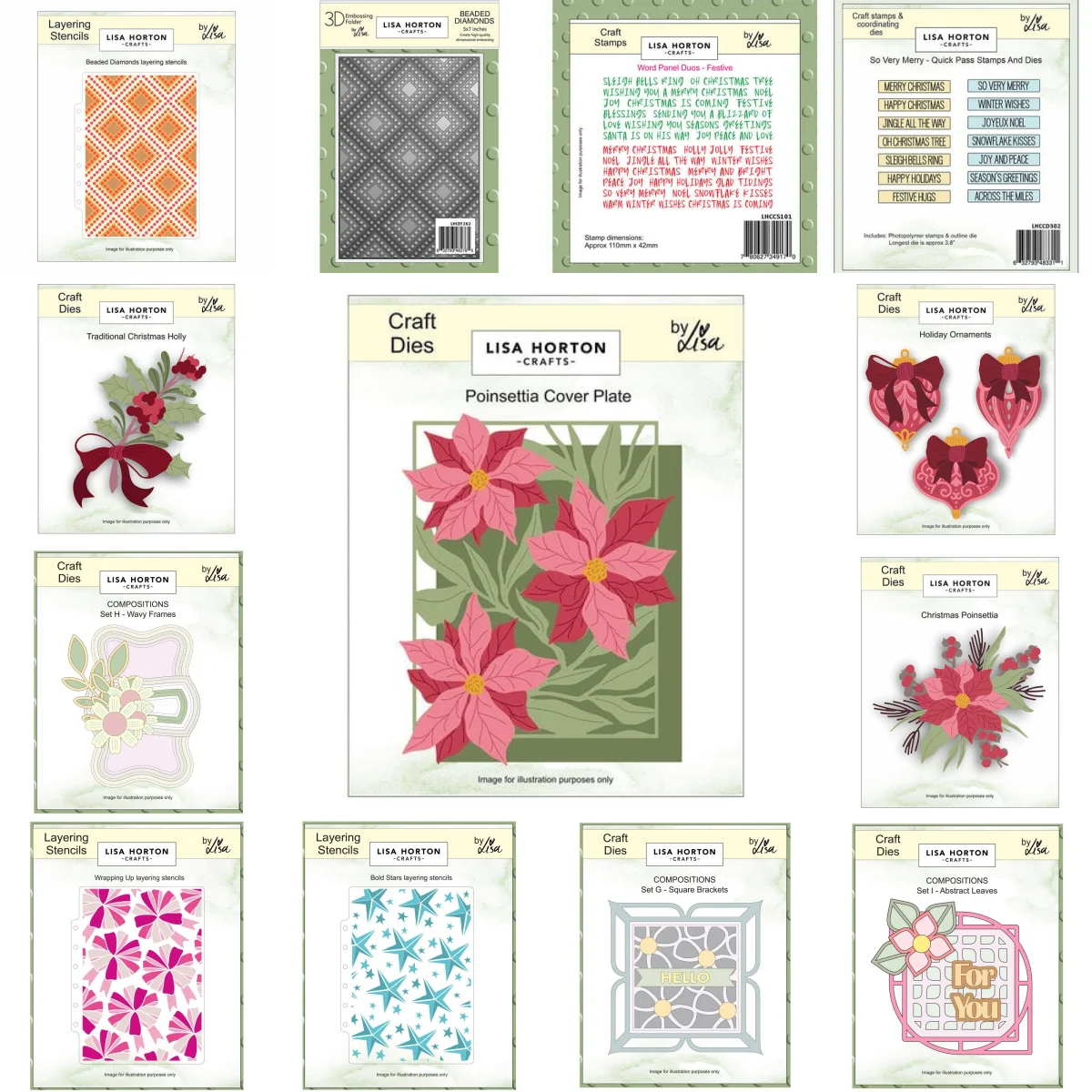 

Poinsettia Traditional Holly Holiday Ornaments Christmas Metal Cutting Dies Stencil Press Plates DIY Decorating Scrapbook Paper