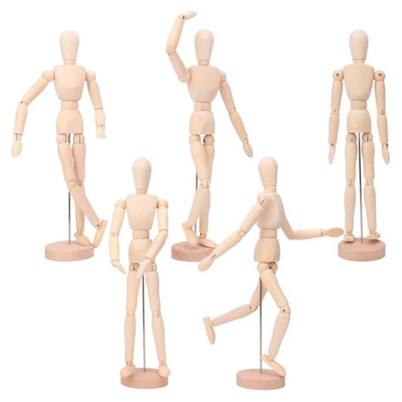 5Pack Art Figure Model-12Inch Wooden Mannequin,Flexible Drawing Mannequin For Sketching,Painting & Posable Figure Design