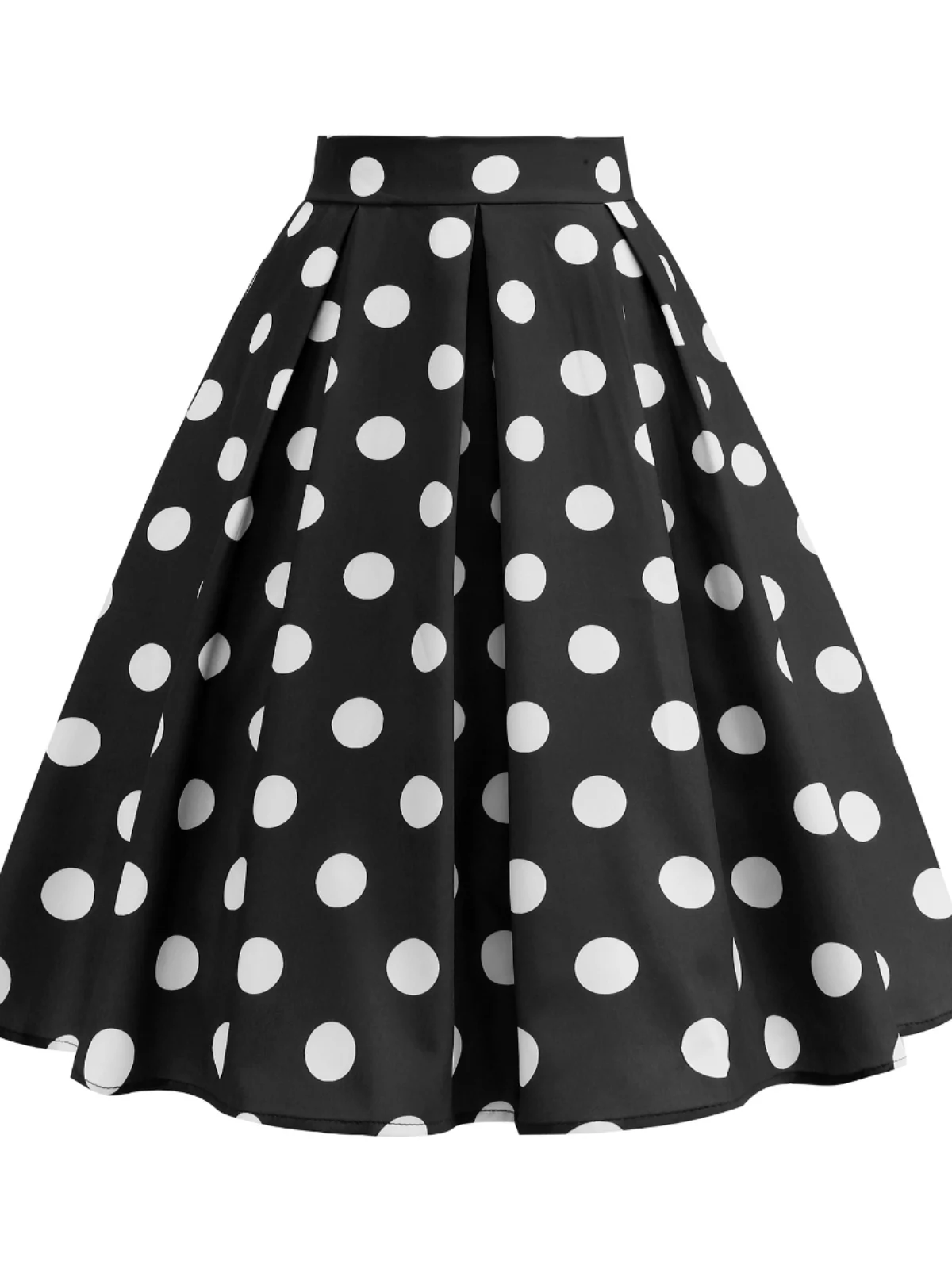 Elegant High Waist Polka Dot Skirt Half Body Hepburn Summer Loose Short Word Hip Covering Wide Hemline A-Line Midi Skirt