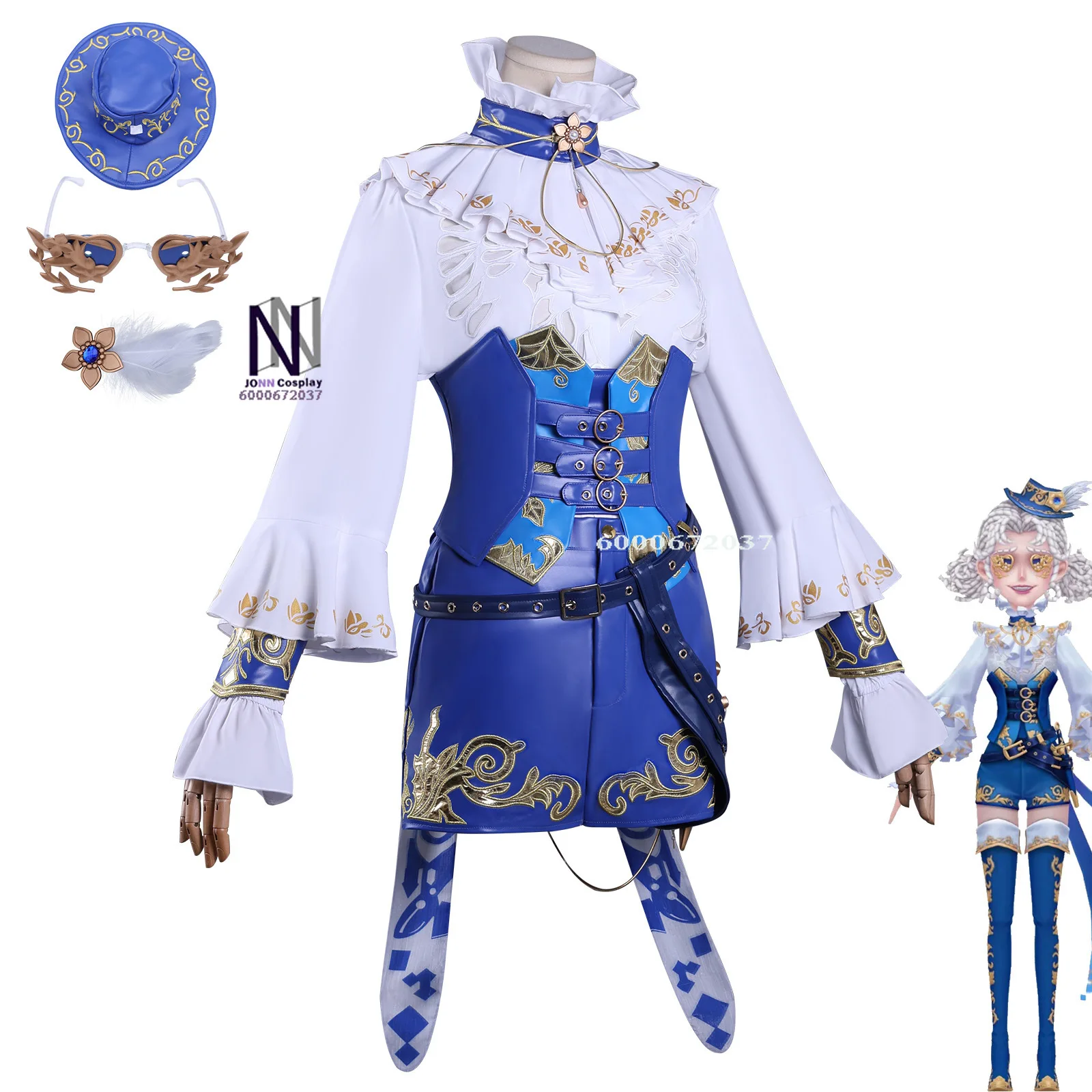 

Game Identity V Cosplay Costume Anime Lilibelle Nebb Role Playing Blue Uniform Outfit for Women Comic Con Halloween Partysuits