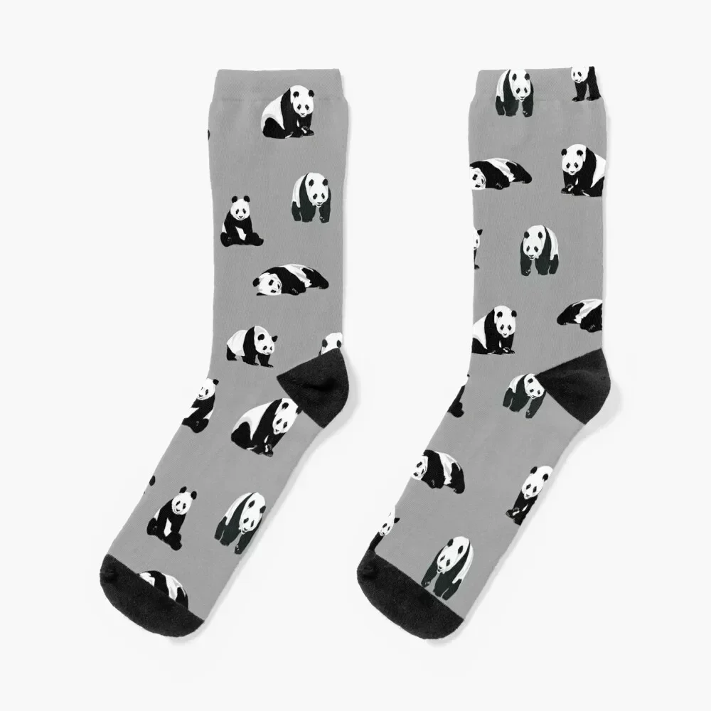 Pandas on Grey Socks halloween Men's luxury Soccer Socks Woman Men's