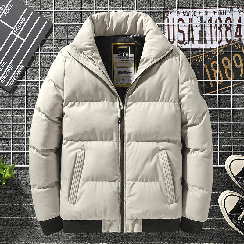 

2024 Winter New Men Solid Color Parkas Quality Brand Men's Stand Collar Warm Thick Jacket Male Casual Parka Coat Plus Size 8XL