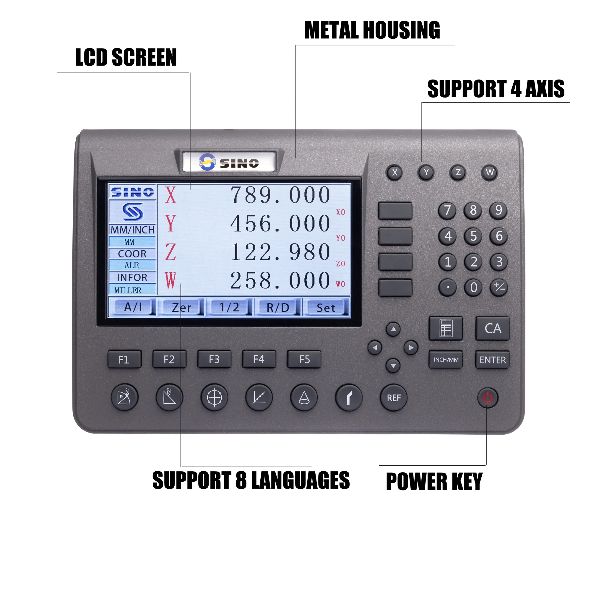 SINO SDS200 Metal 4 Axis LCD Digital Readout Display DRO Kit KA-300 Glass Linear Scale Encoder For Lathe Grinder Millilling Dril