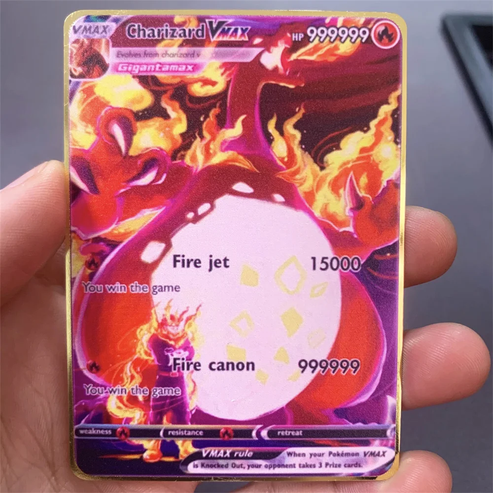 Pokemon 10000 Punten Hoog Pk Pikachu Charizard Arceus Mewtwo Goud Zwart Engels Metalen Kaart Vmax Mega Gx V Game Collection Cards