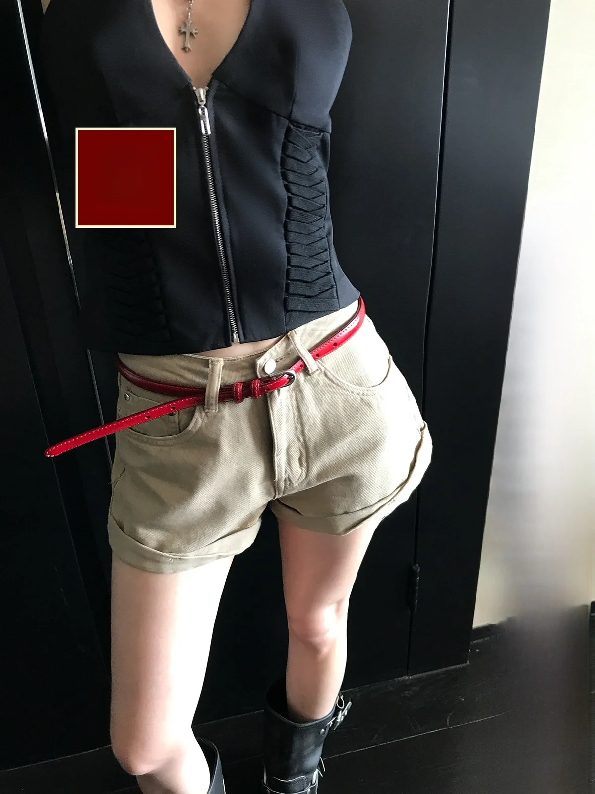 

Джинсовые шорты LIONE Spicy Retro цвета хаки, универсальные, удлиняющие ноги, повседневные, прямого кроя, с высокой талией, летние