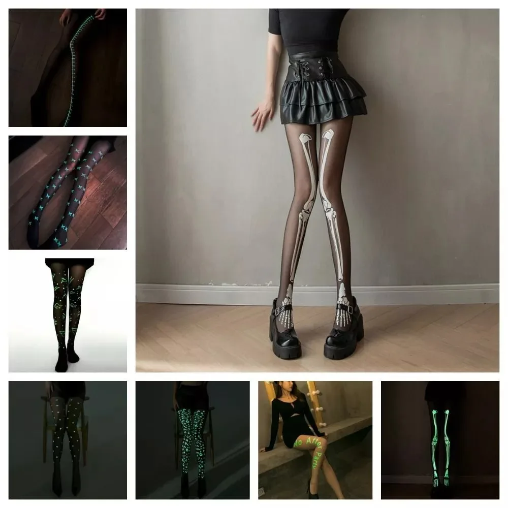 Fashion Mesh Luminous Stockings Cool Luminous Glowing Pantyhose Sexy Reflective Fishnet Stockings