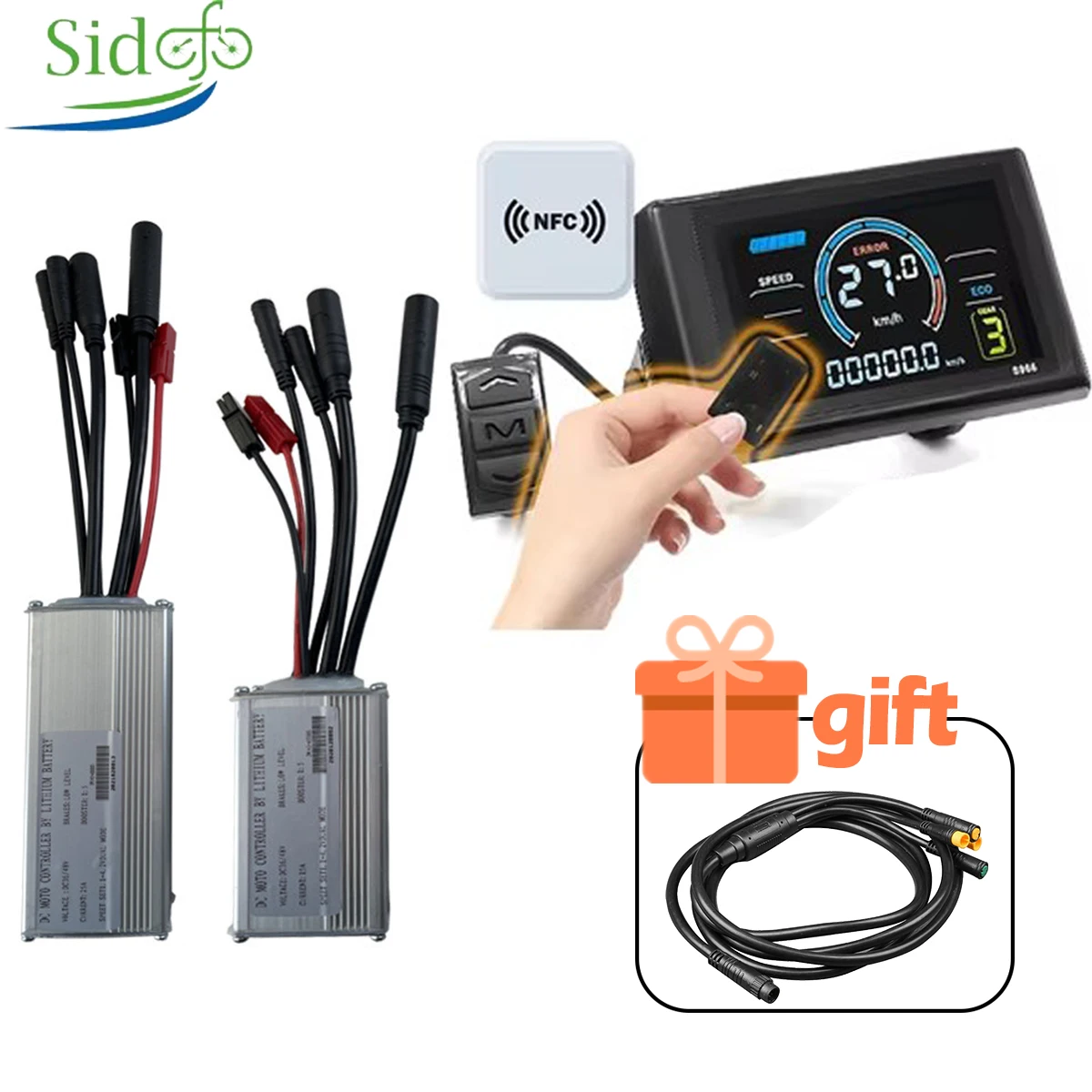 Ebike Conversion Kit Waterproof Controller 15A 22A Color S966 NFC Display Compatible Hall and Hall free Hub Motor Controller