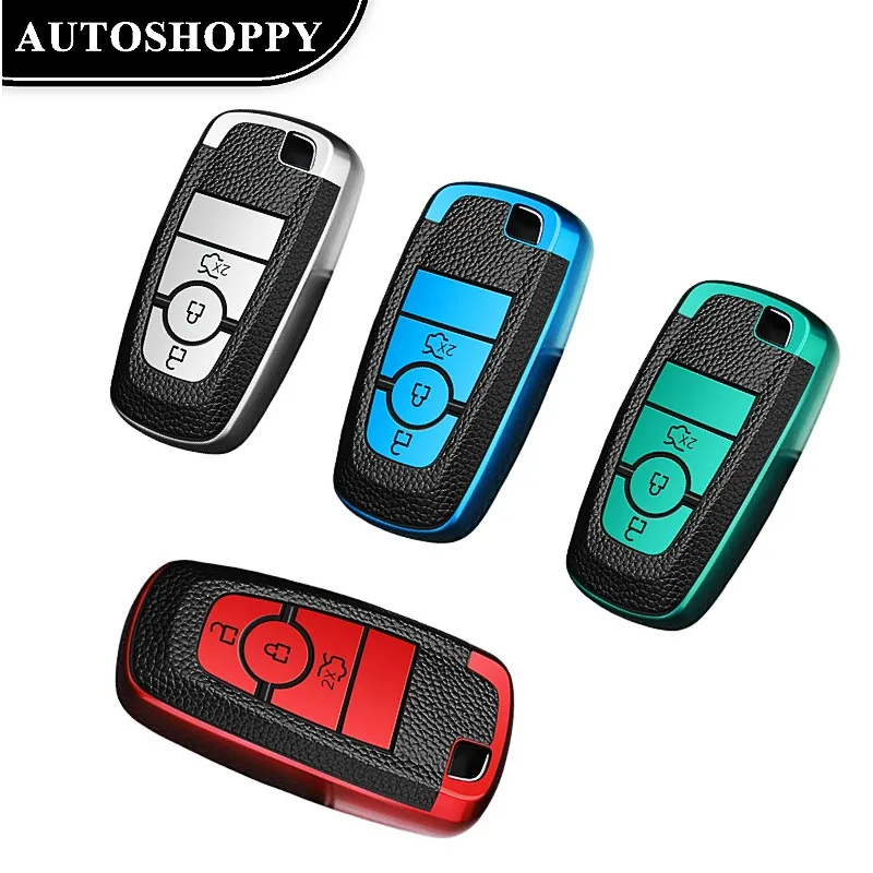 

For Ford Fusion Mondeo Mustang Explorer Edge EcoSport Mondeo For Lincoln MKC MKZ MKX Remote Leather TPU Key Case Cover Shell