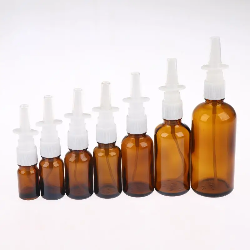 【1Pcs Amber Glass Nasal Spray Bottles With UV Light Protection And Nozzles For Storing Saline Medications Essential Oils】