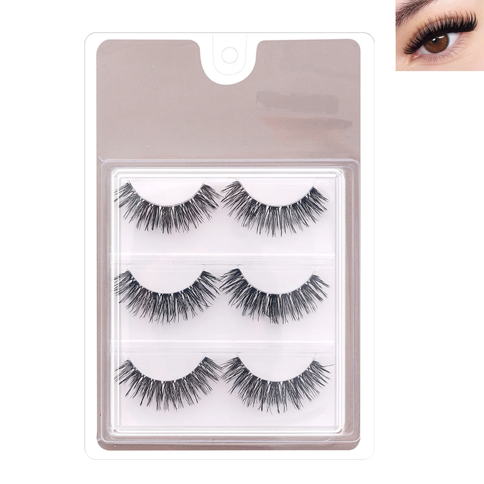 Full strips Dramatic False Eyelashes  Fluffy Curled up Transparent Band Wispy lashes Natural Makeup Party Cosplay