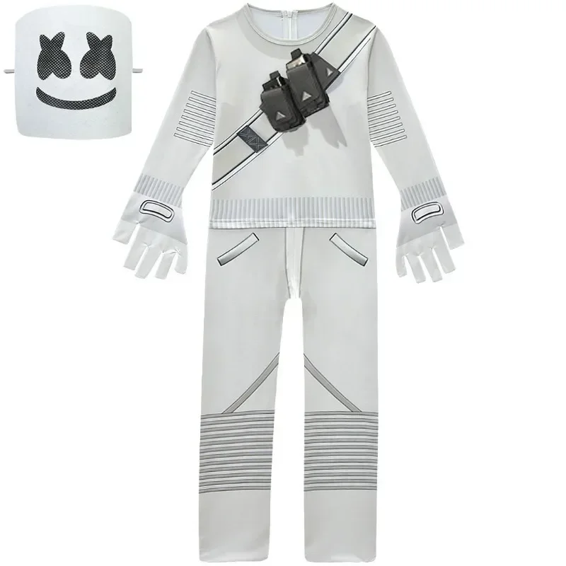 Lsraeli DJ Marshmello Jumpsuits Kids Clown Cosplay Clothes Halloween Christmas Costume Party Game Cosplay Fortnites Costumes