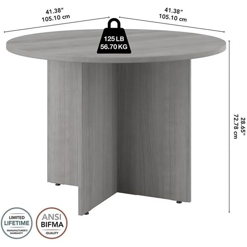 Platinum Gray 42W Wood Base Round Conference Table
