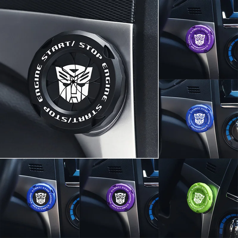 【セール中】ハスブロトランスフォーマー車ワンクリックエンジンスタートスイッチボタン保護カバー装飾ステッカー車のインテリアアクセサリーユニバーサル
