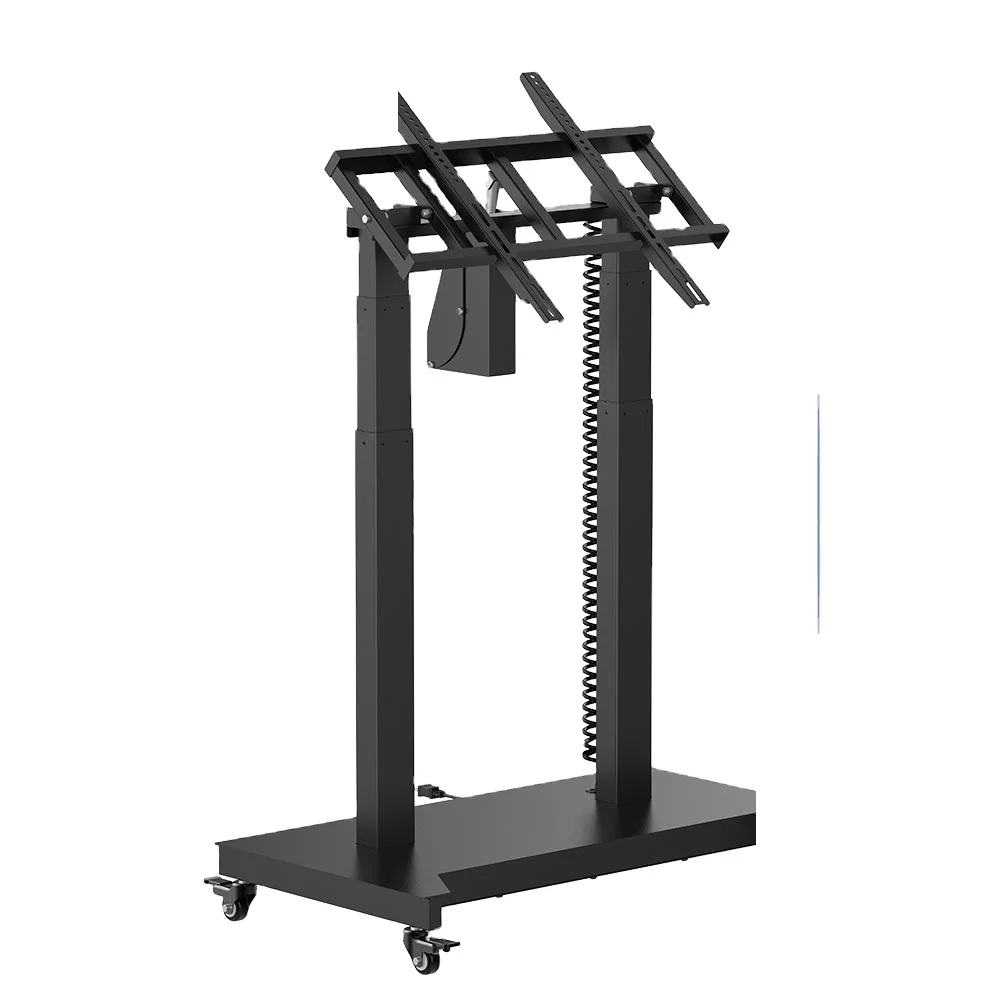 Electric Lifting Tilt Motorized Flip up Turning Style Mobile Tv Floor Stand With Lift Mechanism Supply for Tv Screen Tv Mount
