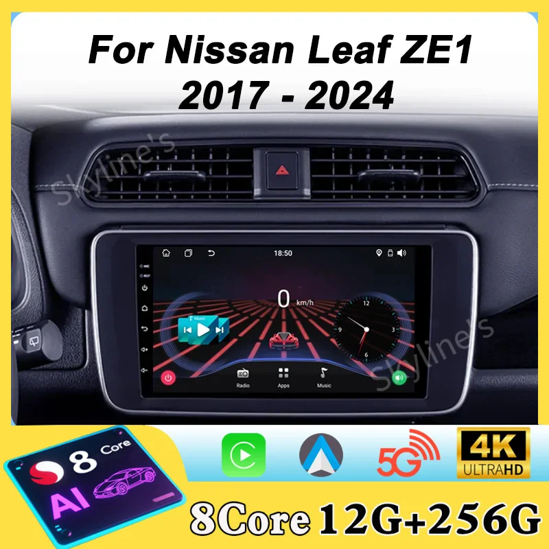 Car Radio Multimedia Player Android 16 For Nissan Leaf ZE1 2017 -2024 Autoradio CarPlay Monito Carplay GPS Navigation