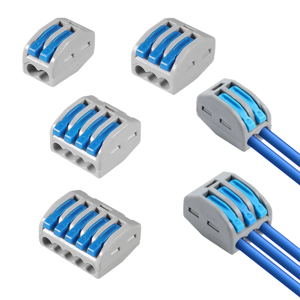25pcs Conductor Compact Wire Connectors 2/3/4/5 Port Fast Connection Terminal 28-12 AWG Suitable for Multiple Types of Wires