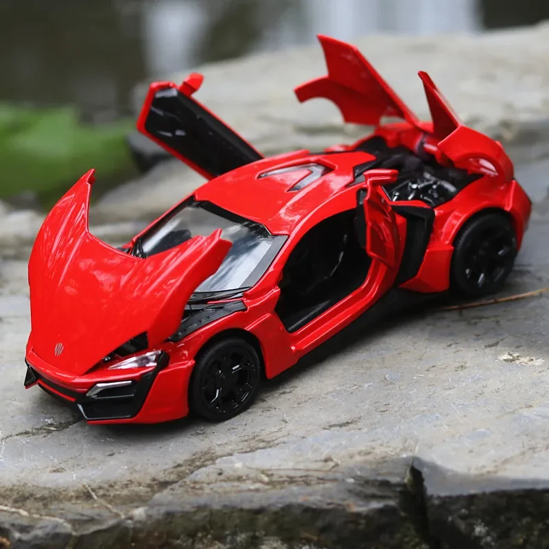 Symulacja Super samochód 1:32 Lykan Hypersport odlewane modele ze stopu metalu Model samochodu światło dźwiękowe wycofuje kolekcję zabawki na prezenty dla dzieci A222