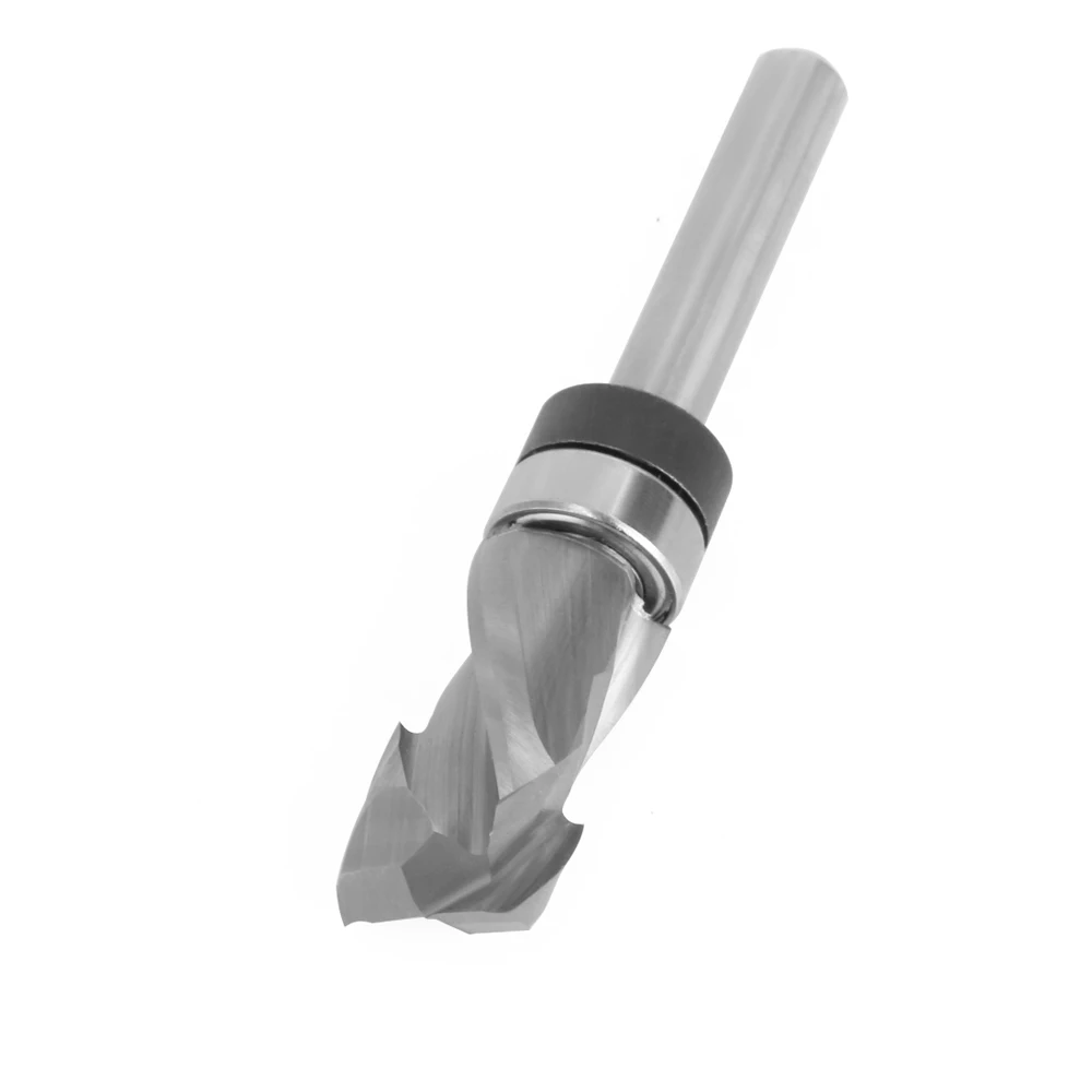 AURWOF rulman ultra-performans sıkıştırma gömme Trim katı karbür CNC Router Bit ağaç İşleme End Mill için 1/4 inç Shank