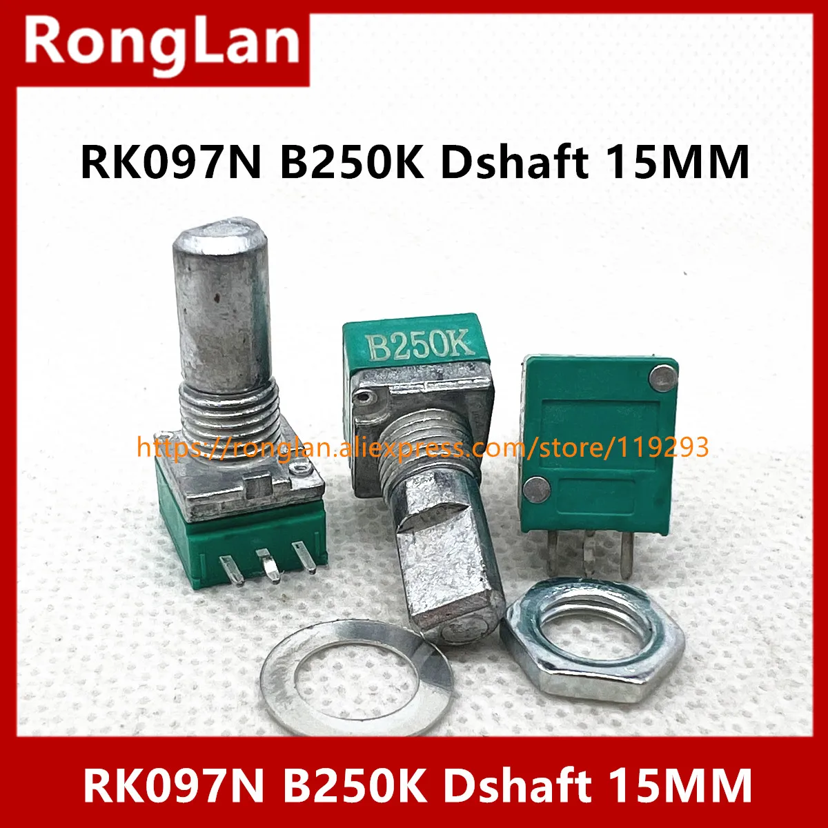 [BELLA]Sealed RK097N 3pin single vertical Spot quality precision adjustable potentiometer B250K D shaft 15MM --10PCS/LOT