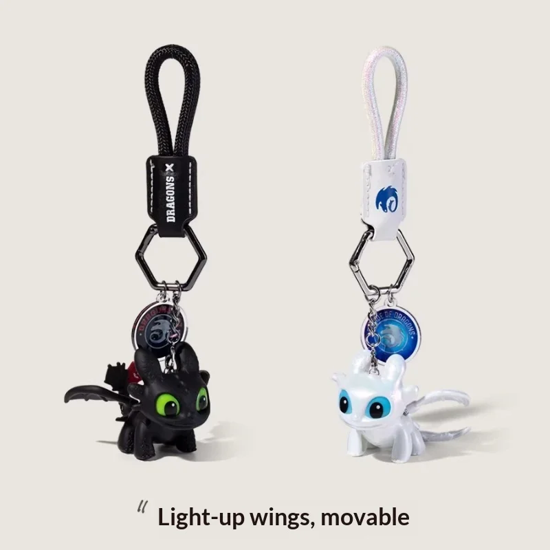 Genuine Dragon Taming Master Toothless Night Sha White Light Sha Keychain Car Backpack Pendant Eyes Shine Bright Festival Gifts