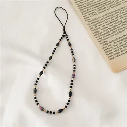 Cell Phone Chains Beaded Mobile Strap Boho Style Lanyard Polymer Clay Pearl Chain For Mobile Phone Holder Accessories