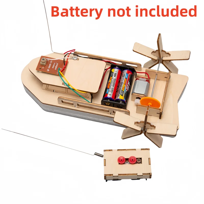 Bateau télécommandé DIY en bois, jouet électronique pour enfants, kit de construction éducatif et expérimental, modèle de puzzle à assembler soi-même