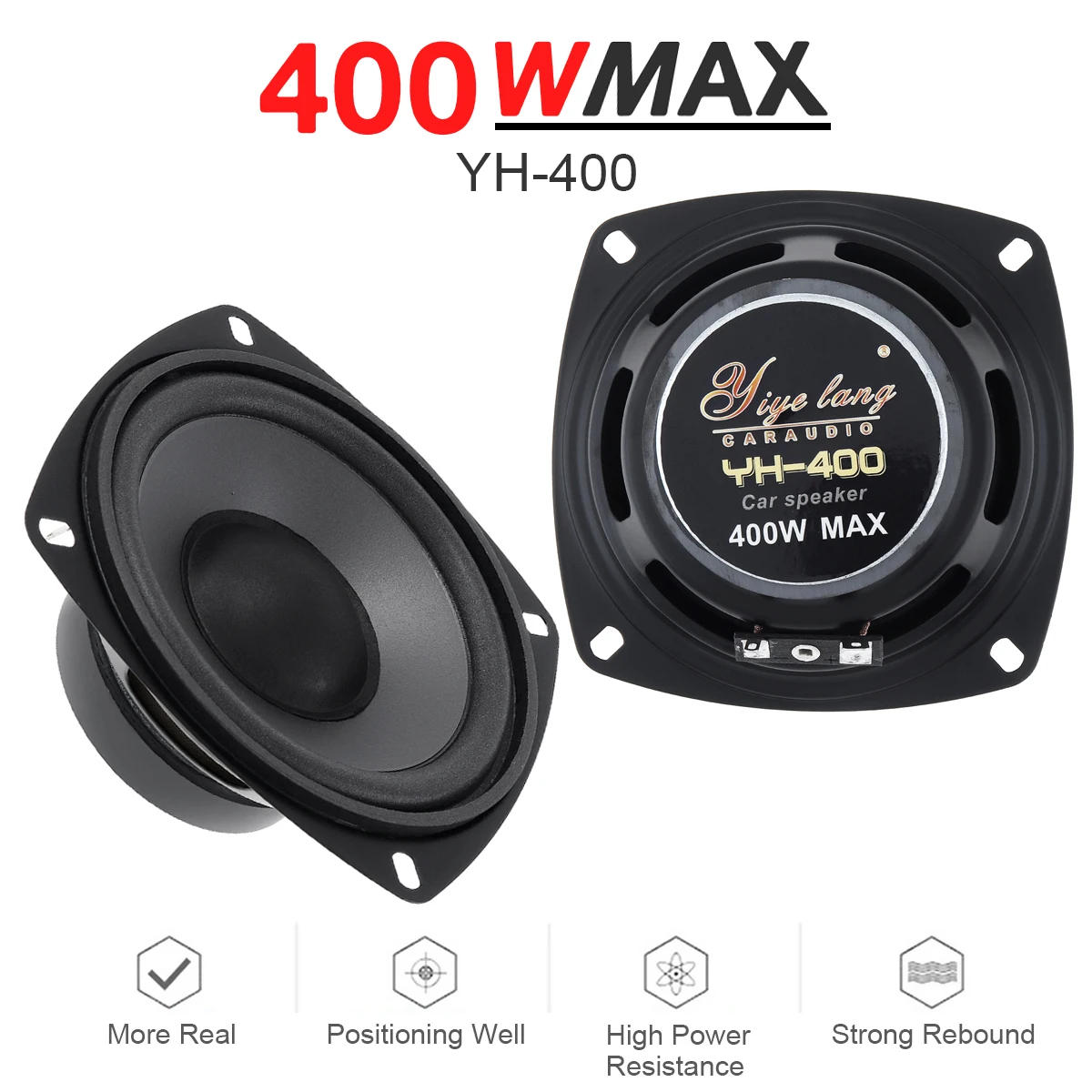 1Pc/2 Stuks 4 Inch 2-weg 400W Auto Hifi Coaxiale Luidspreker Auto Deur Auto Audio Muziek Stereo Full Range Frequentie Luidsprekers