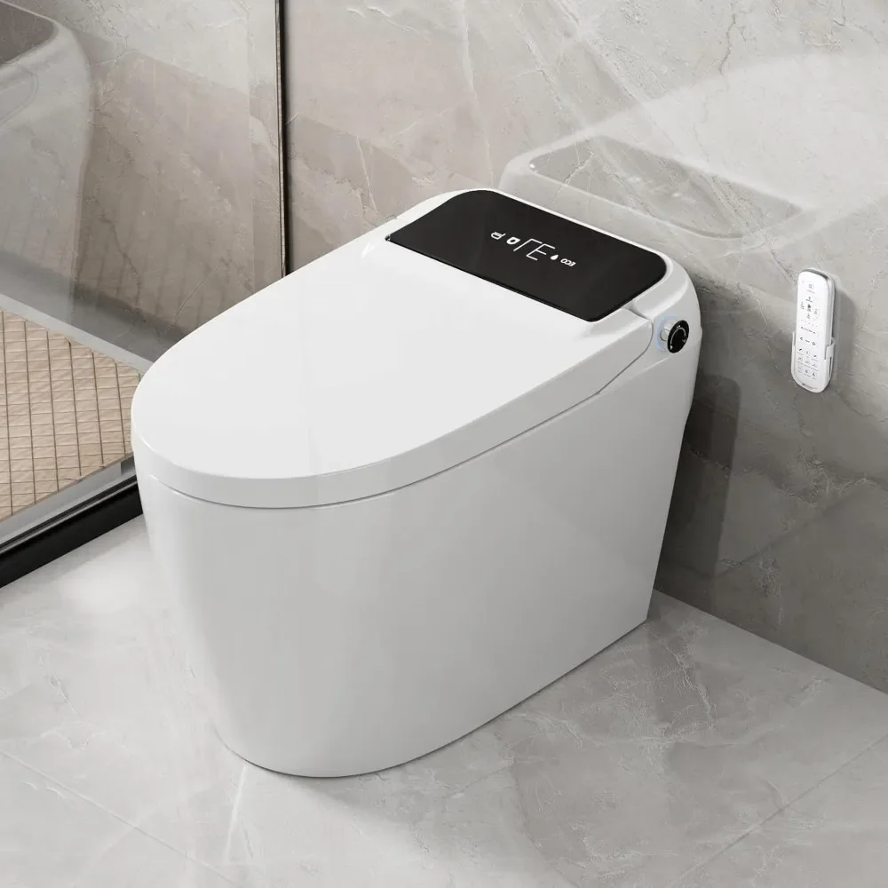 Tankless Smart Toilet With Bidet Built In, One-piece Bidet Toilet Seat, Auto Flush, Auto Open & Auto Close,Heated Seat, Warm