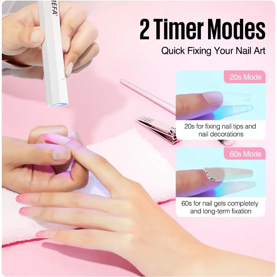 Przenośna, ręczna lampa UV do paznokci żelowych z 2 ustawieniami czasowymi, bezprzewodowa, ładowalna suszarka do paznokci USB do szybkiego utwardzania paznokci żelowych