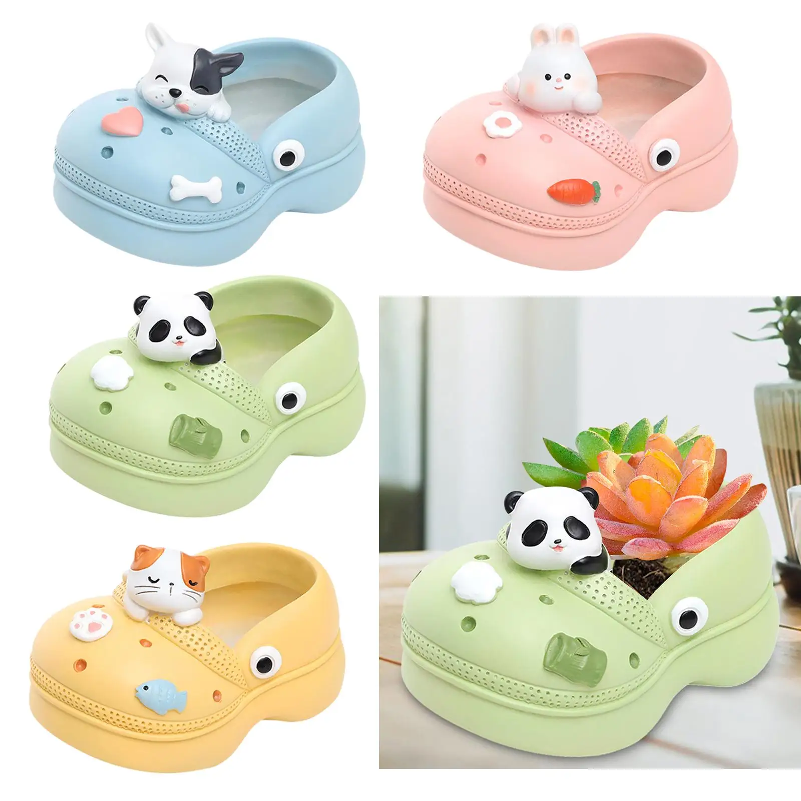 Cartoon Flower Pot Flower Container Practical Adornment Ornament Centerpiece Succulent Pot for Shelf Home Desk Windowsill Yard