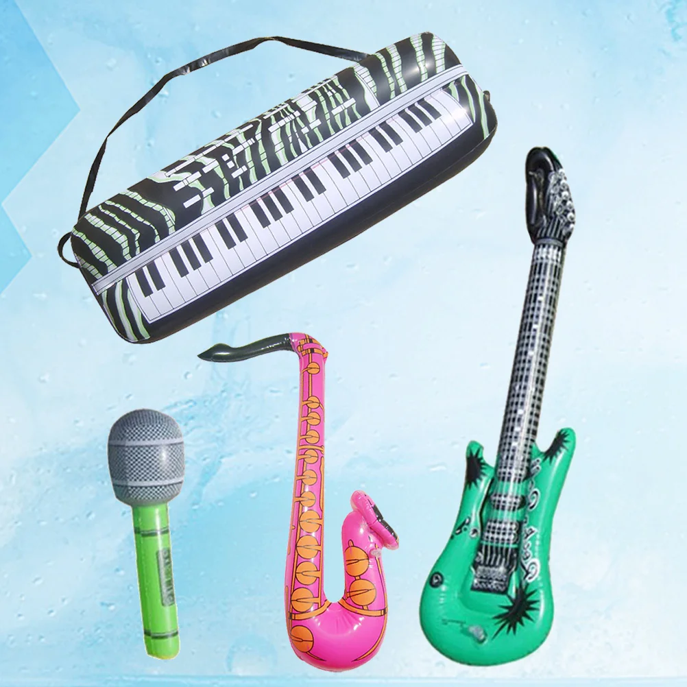 16 PCS Gitarre Instrument Inflatable Piano Novelty Toy Blow Up Guitar Musical Instruments