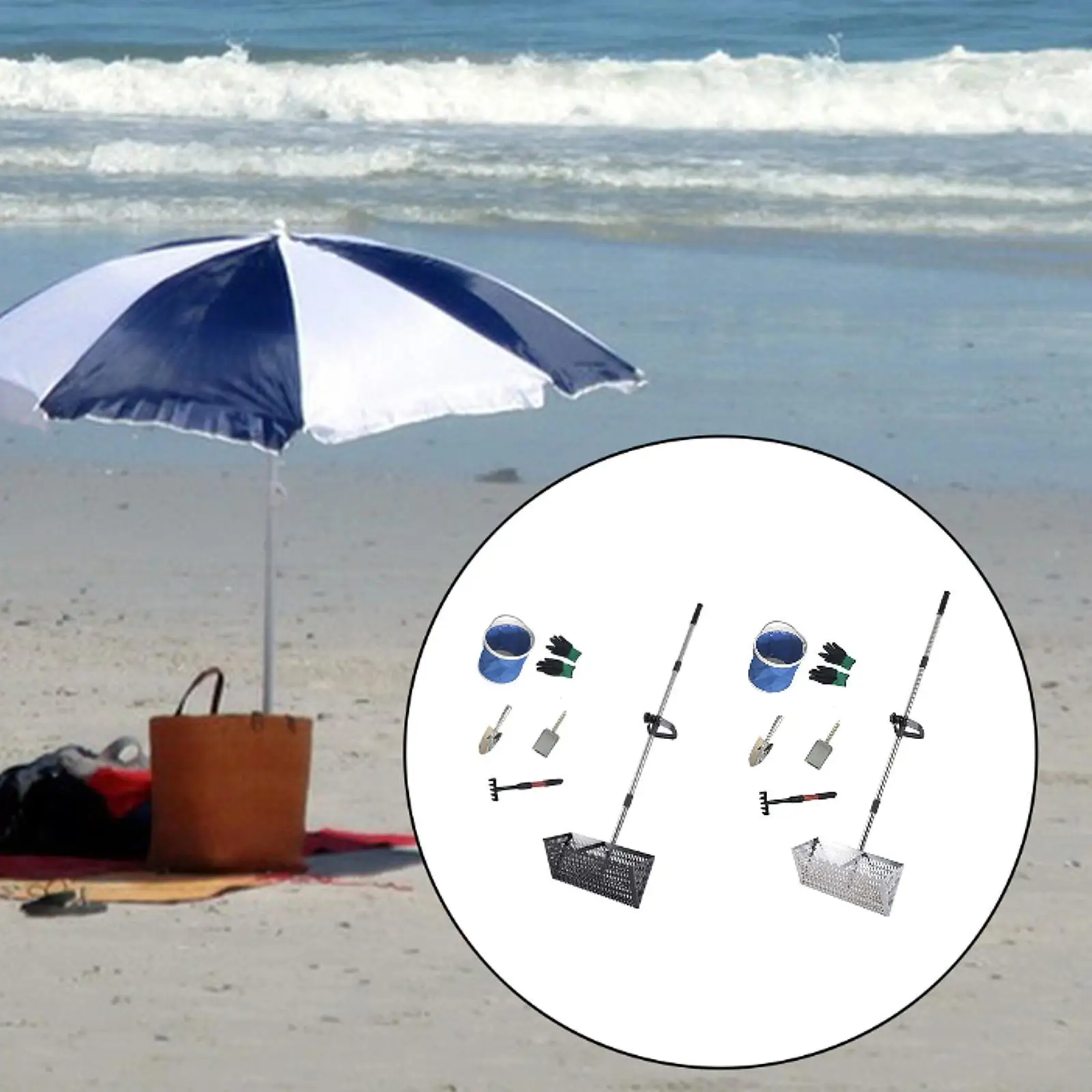 Sand Rake Wide Basket Sifter Convenient Telescopic Handle Premium Sifting No Bending Large Multifunctional Deep Spade Scooper