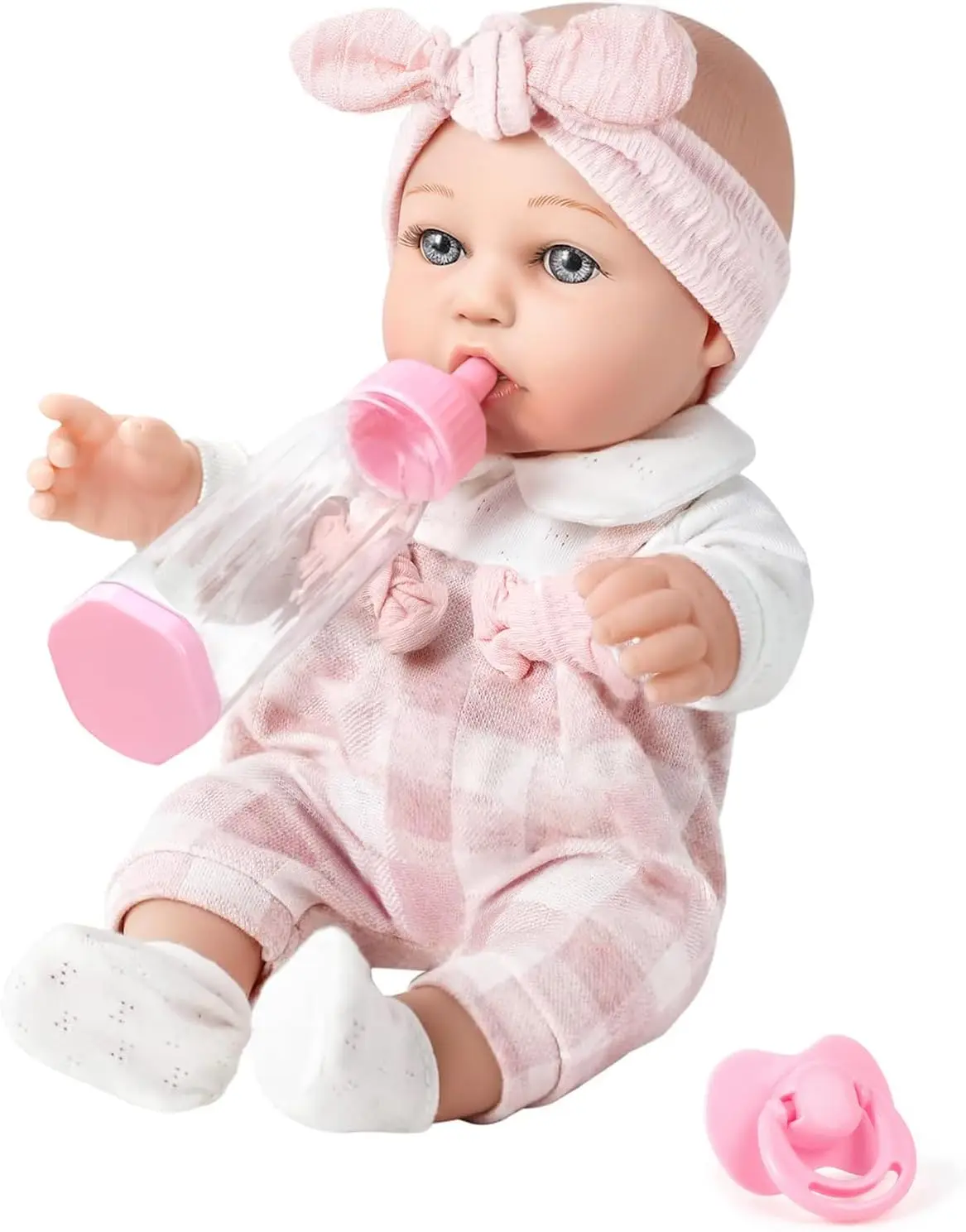

Realistic 12'' Baby Doll with Clothes, Bottle, and Pacifier for Toddlers 36+ Months