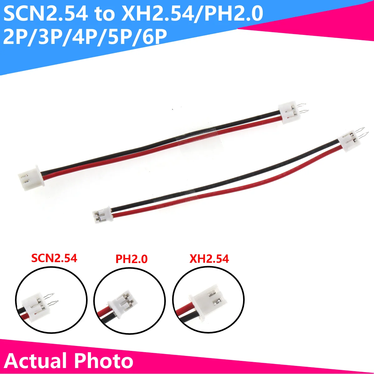 1pcs SCN terminal wire direct insertion solder board plug XH/PH to SCN connection wire ribbon 2.54mm wire harness processing