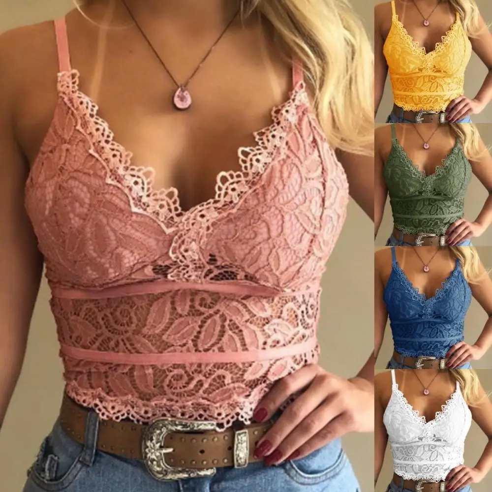 Sexy Sexy Lace Bralette Wireless Triangle Bra Women Hollow Out Backless Lingerie Thin Straps Comfortable Soft Inner Wear Top - Aliexpress Deal