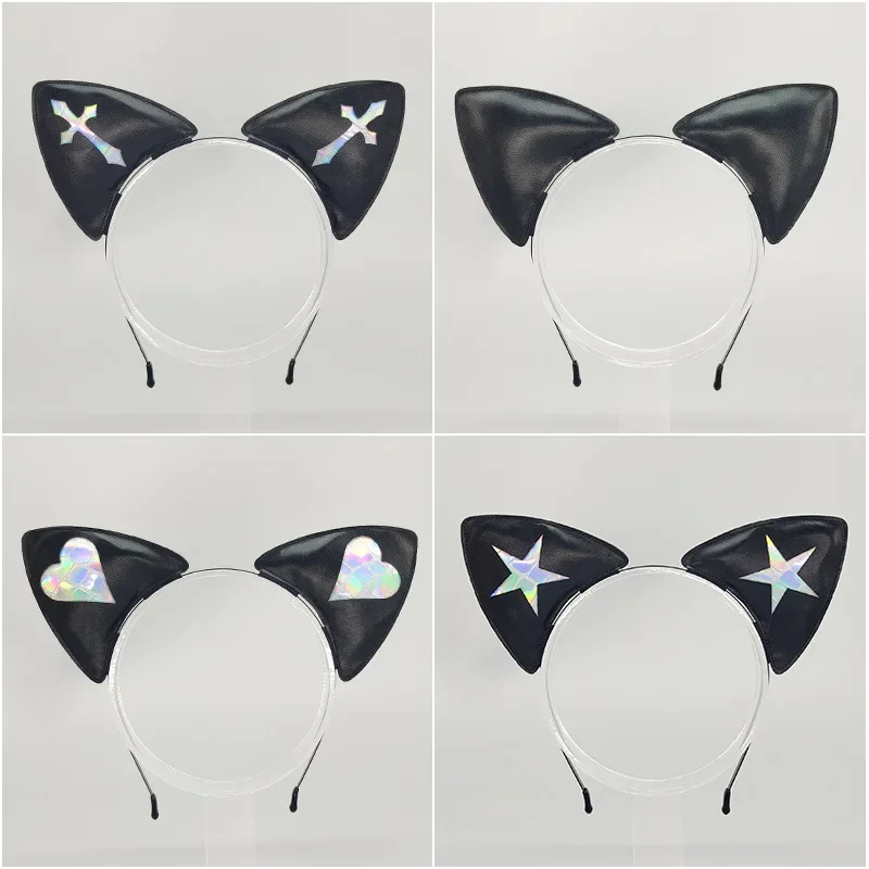 Y2K Fascia per orecchie di gatto punk gotico all'ingrosso Accessori cosplay animali Kawaii scuri Fermaglio per capelli incrociato per donne Halloween