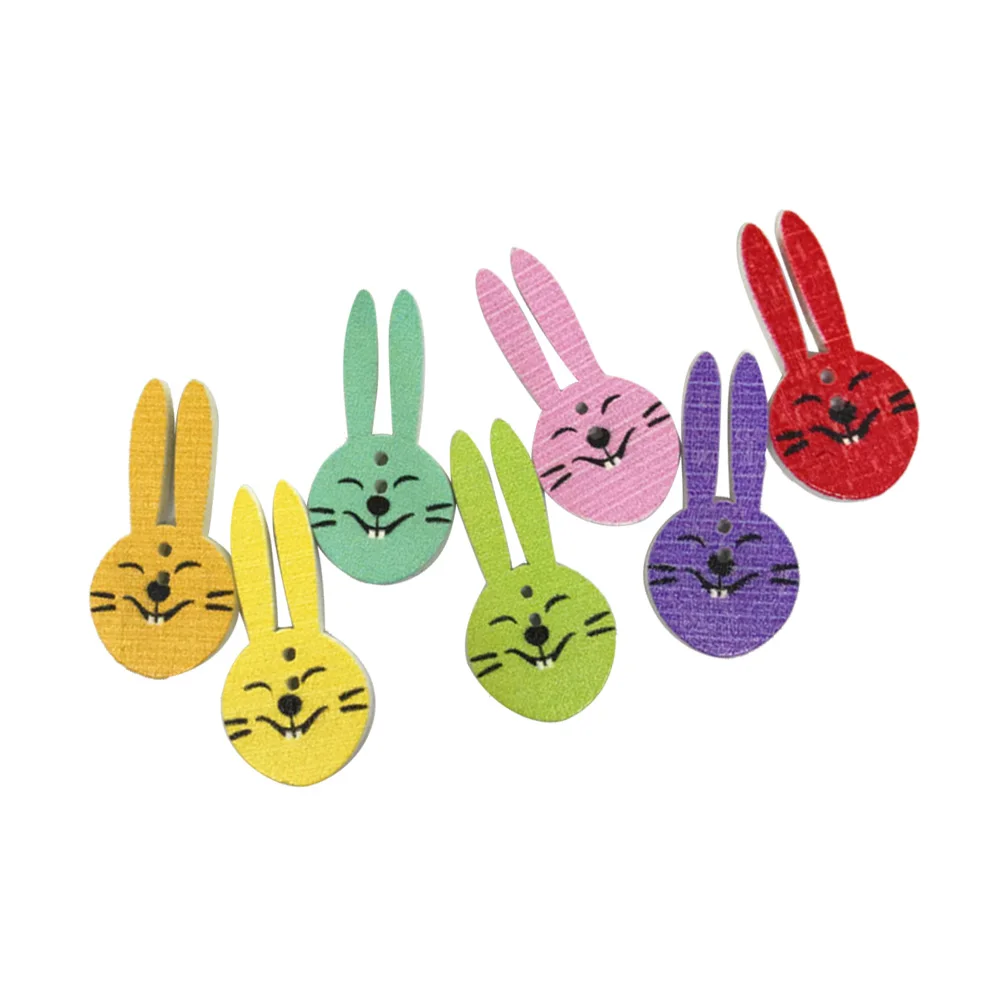 

50Pcs Rabbit Pattern Wooden Buttons Colorful Two Holes DIY Sewing Clothes Shoes Hats Accessories Wooden Buttons