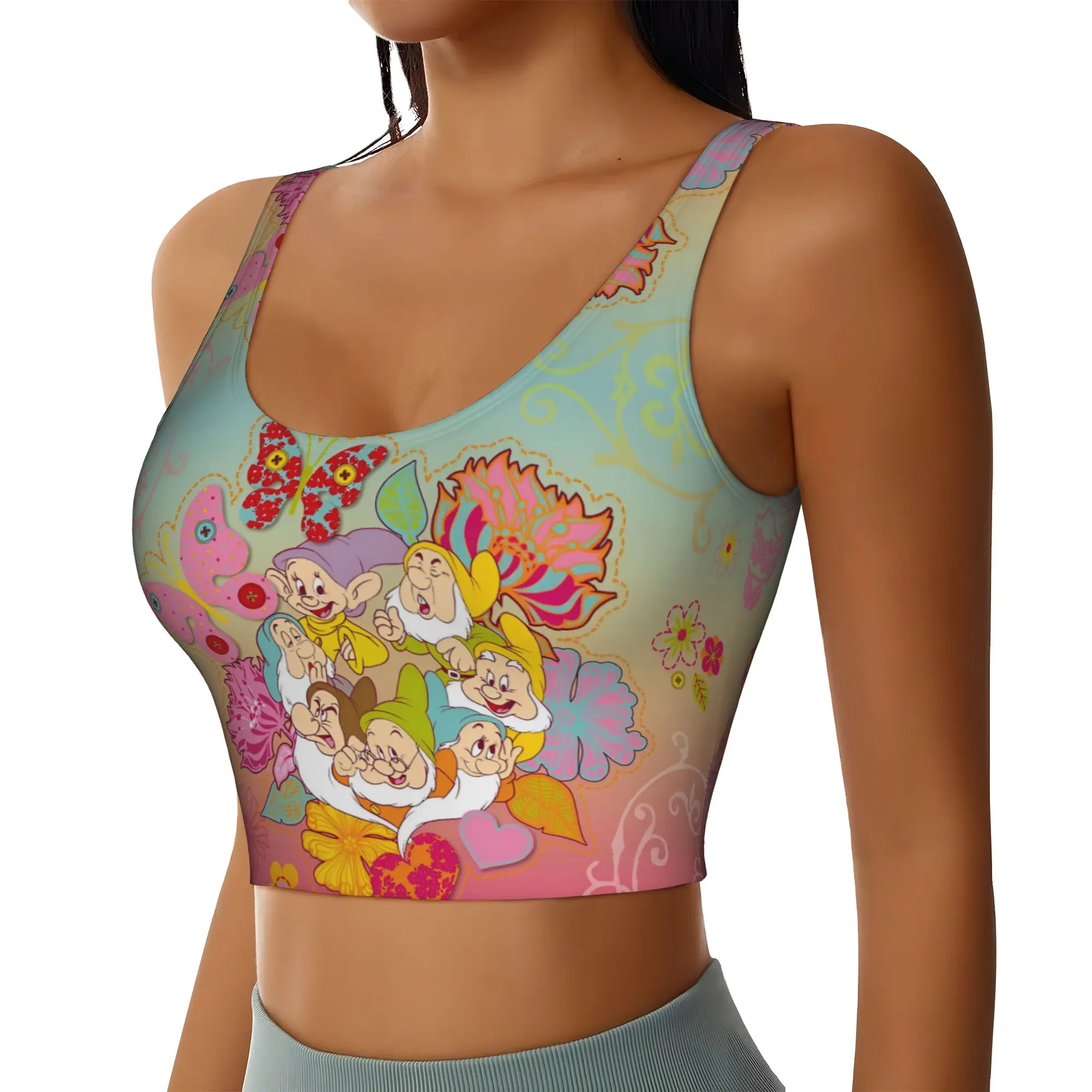 Custom Seven Dwarfs Sports Bra Women Anime Manga High Impact Workout Yoga Crop Top