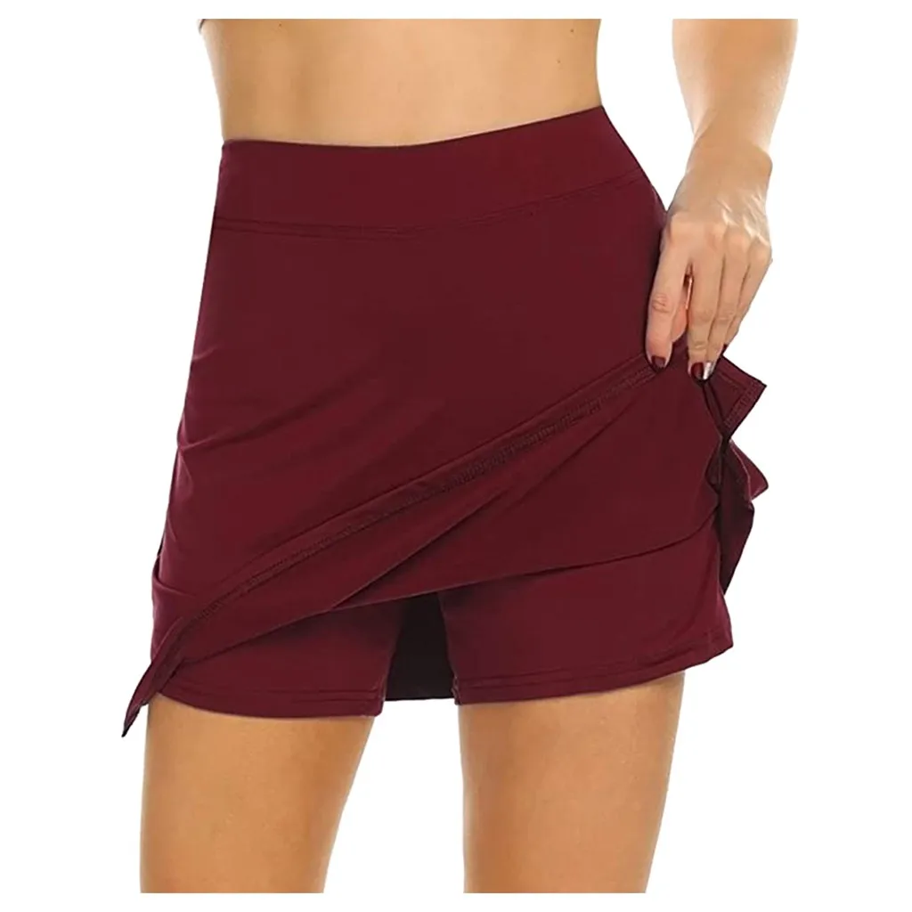 Women 2022 Summer Women Solid Color Mini Skirt Women\'s Active Performance Skort Lightweight Skirt for Running Tennis Sport