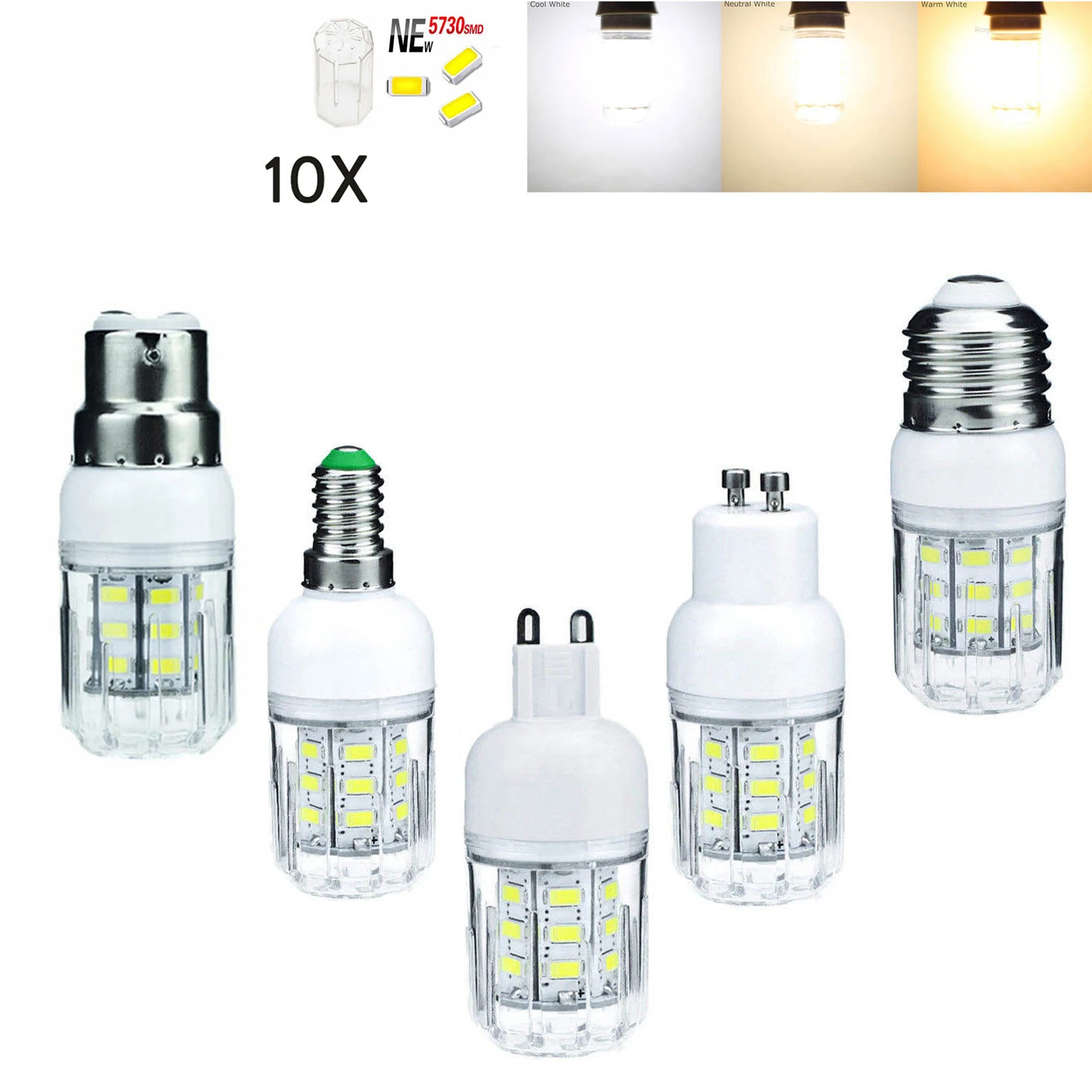 

10X Led Corn Light Bulbs 5730smd Living Lights Energy White Small Lamps Mini DC 12V 24V Room Gu10 E14 3w 360 B22 E26 E12 E27 G9